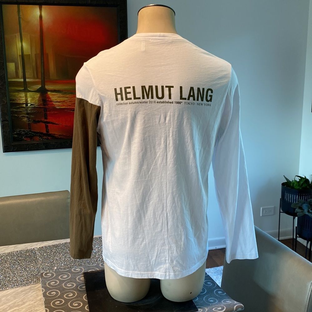 Helmut Lang Large Long-Sleeve Color-Block Logo Gr… - image 5